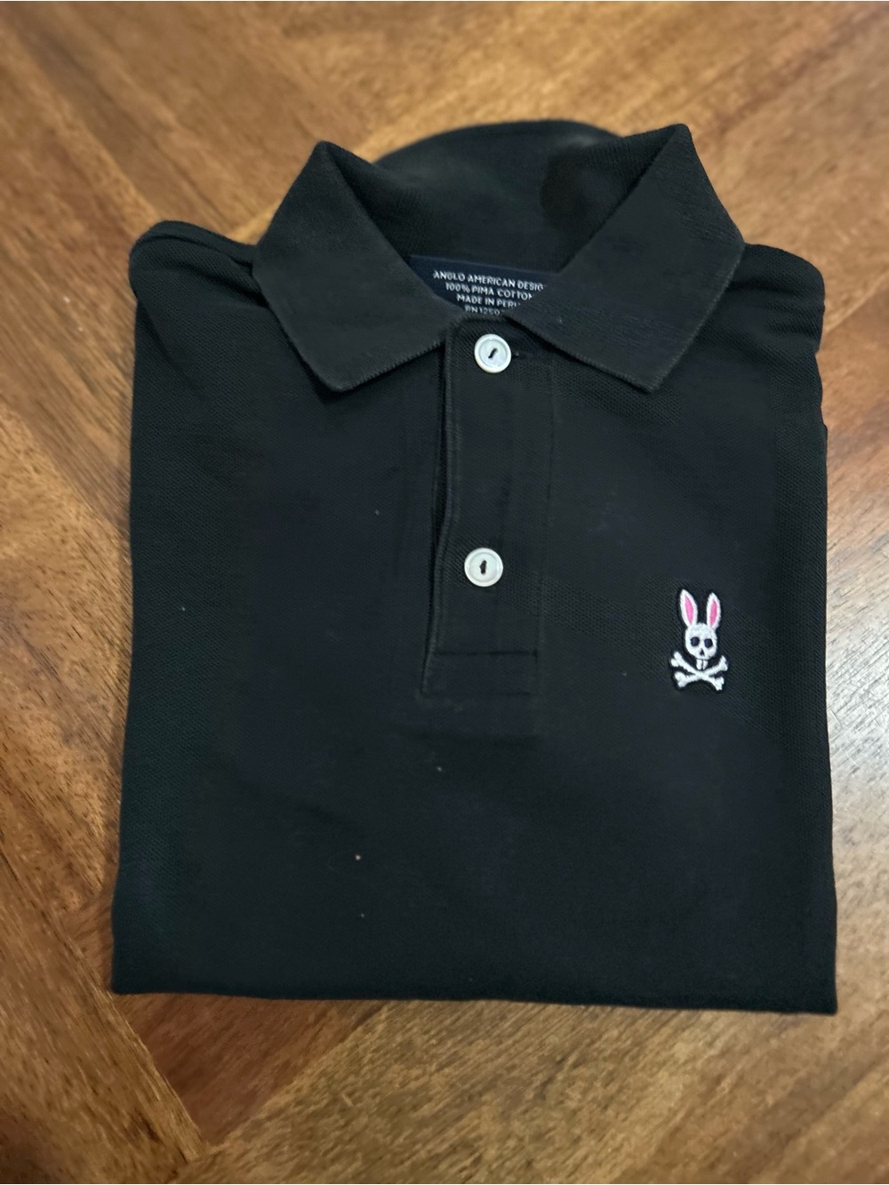 Psycho Bunny Black Polo with White Logo Tag